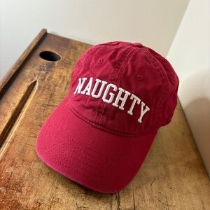 Mighty Fine Red Baseball Cap White Embroidered Naughty Adult Adjustable Hat